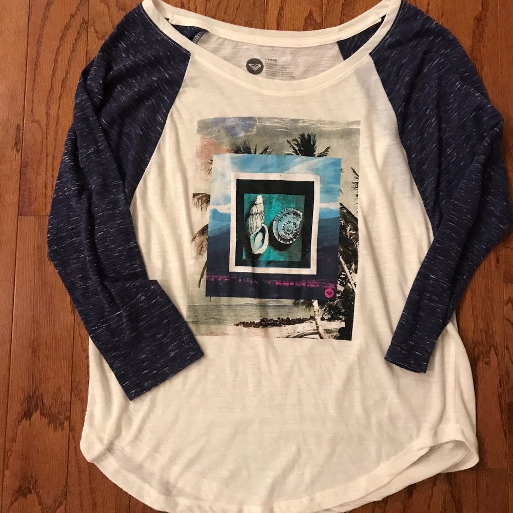 Roxy beach print raglan sleeve shirt